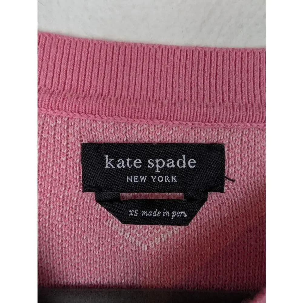 Kate Spade Sweater Perfect Heart Rich Carnation Feminine Designer Pink Size XS